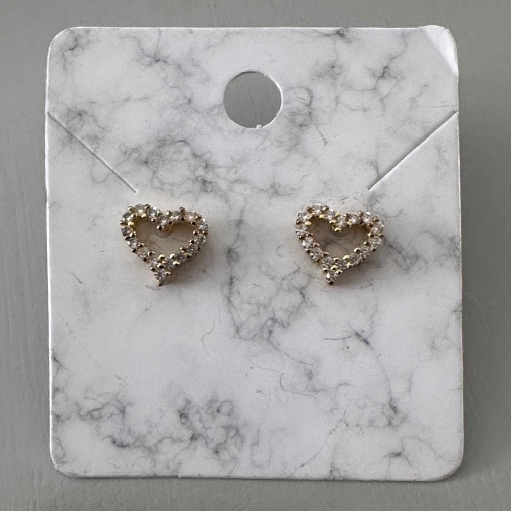 Gold Tone Heart Stud Earrings
